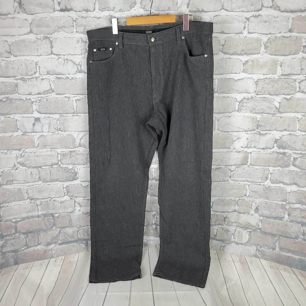 Hugo Boss Alabama Wool Blend Relaxed Trouser Straight  Leg Gray 37.5W